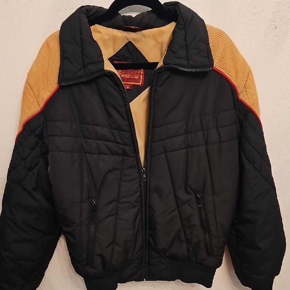 Vintage 1980's Members Only Black and Gold Puffer Jacket